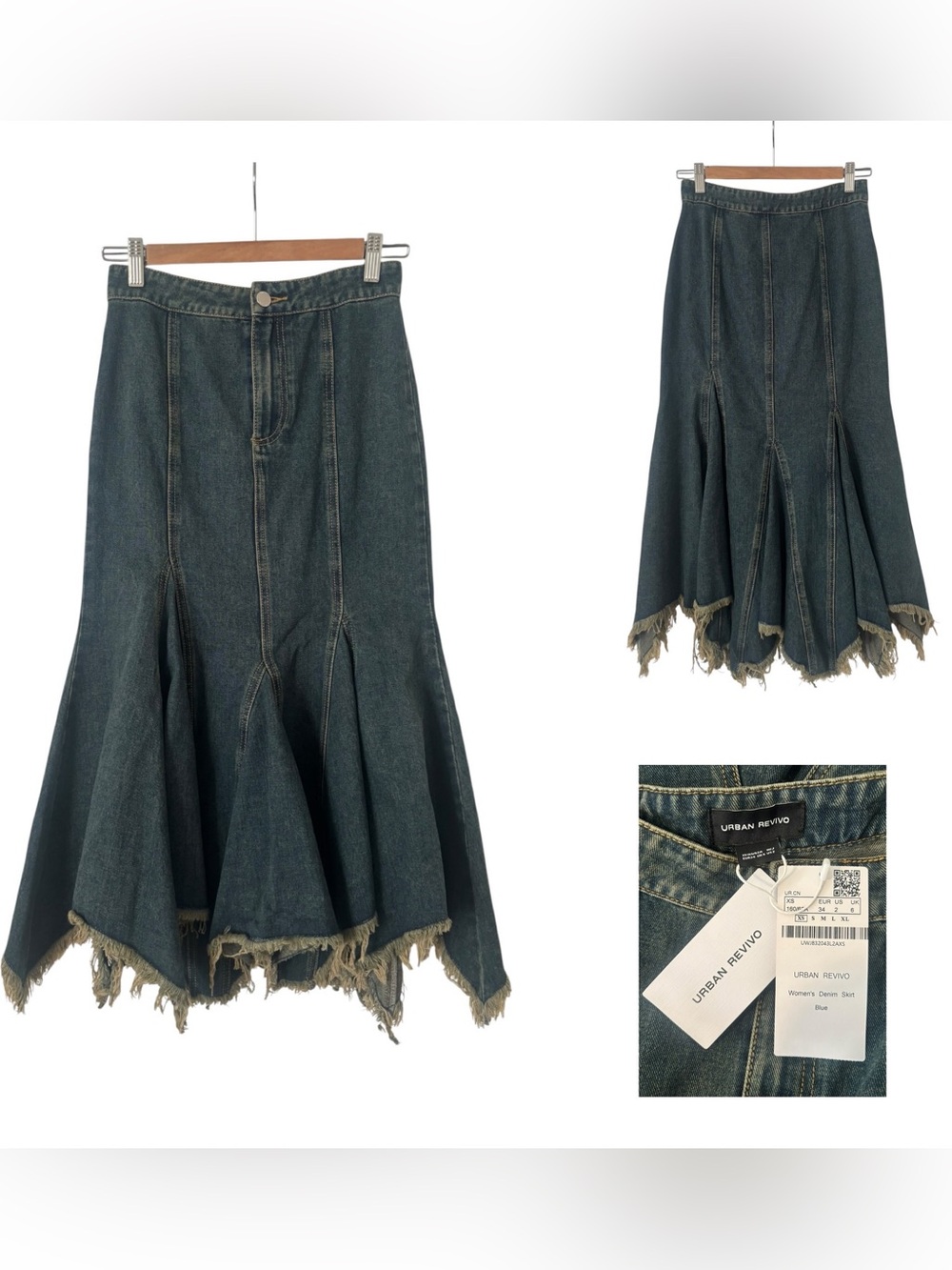 Urban Revivo Flared Denim Midi Skirt